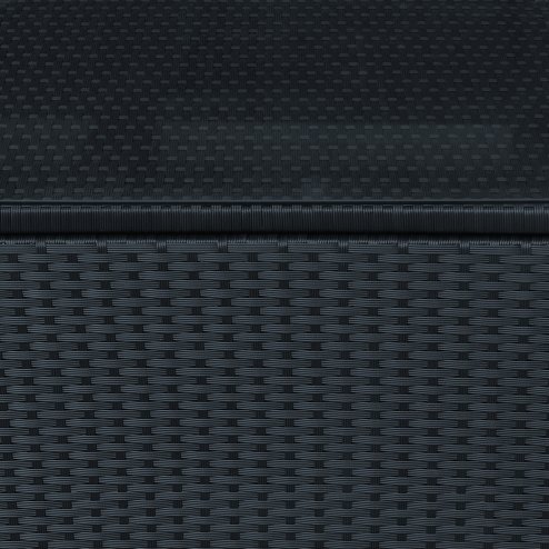 Outsunny Patio PE Rattan Side Table, Square Outdoor Coffee Table w/ Tempered Glass Top, Black