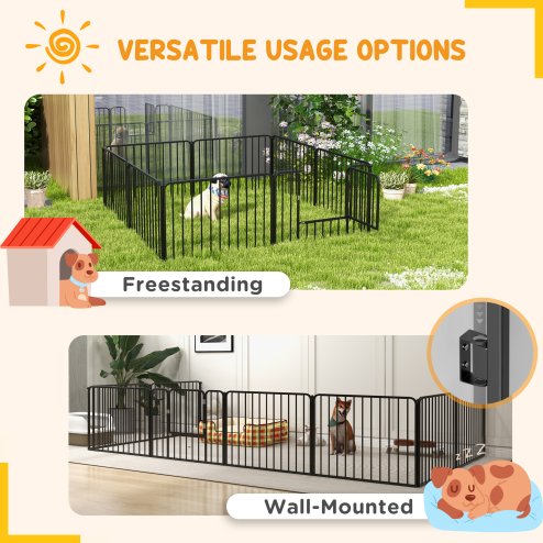 PawHut Heavy Duty Dog Playpen, 8 Panels Dog Pen, 60cm Height Pet Playpen Exercise Pen, with Door, for Small Dogs