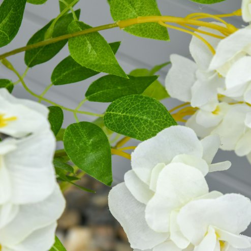 HOMCOM Artificial Realistic White Wisteria Tree Faux Decorative Plant in Nursery Pot for Indoor Outdoor D??cor, 160cm