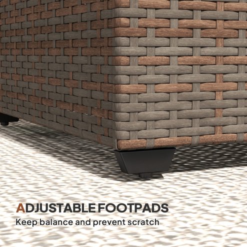 Outsunny Outdoor Coffee Table, PE Rattan Side Table with Tempered Glass Top, Wicker Rectangular Garden Coffee Table End Table with Steel Frame for Patio, Balcony, 90 x 50 x 38cm, Brown