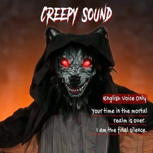 HOMCOM Halloween Animatronic Standing Werewolf Animated Decoration, Life-Size Halloween Animatronic with Light-Up Eyes, Sound and Touch Activated, Moving Head Prop for Haunted House Party