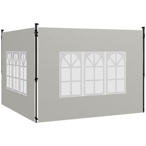 Outsunny Gazebo Side Panels with Window for 3x3(m) or 3x6m Gazebo Canopy, 2 Pack Sides Replacement, White