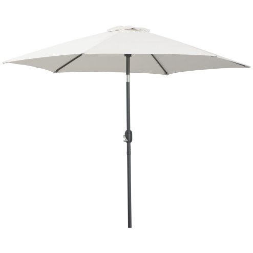 Outsunny 2.6M Garden Parasol Umbrella with Tilt and Crank, Outdoor Sun Parasol Sunshade Shelter with Aluminium Frame, Grey