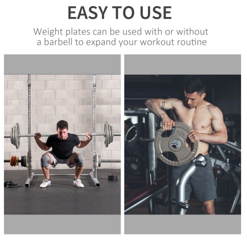 HOMCOM Set of 4 Weight Plate for 2 inch/5cm hole Dumbbell Handle Bar 15kg Dumbbell Plates Barbell Weight 2 x 5kg, 2 x 2.5kg