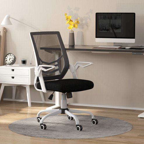 Vinsetto Office Chair, Ergonomic Desk Chair, Executive Computer Chair with 90° Flip-up Armrest and Lumbar Support, Adjustable Height for Home/Office, Black