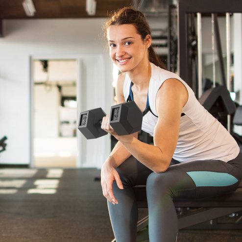 HOMCOM 2x15KG Rubber Hex Dumbbell Portable Hand Weights Dumbbell for Home Gym Workout Fitness