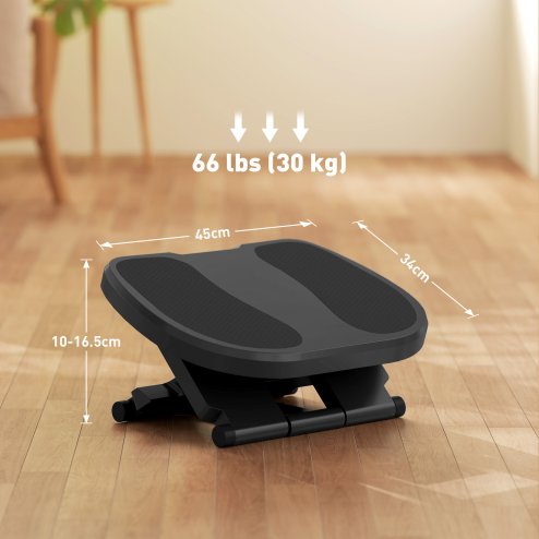 HOMCOM Footrest Adjustable Height & Angle 0-30 Degree for Better Posture at Office Grey