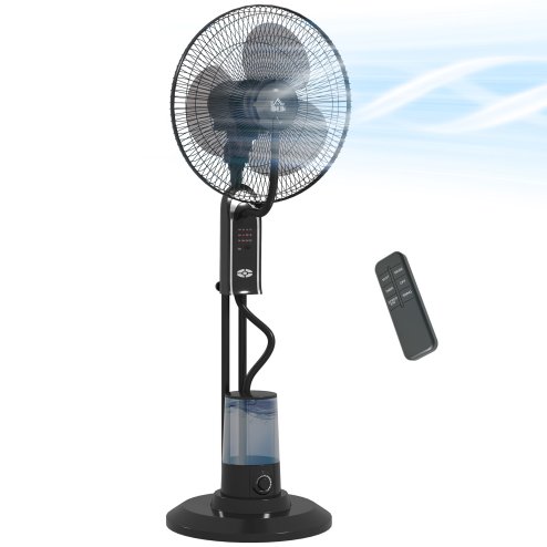HOMCOM Pedestal Fan with Water Mist Spray, Spray Misting Fan with 70° Oscillation, Tilt Head, 3 Speeds, 3 Modes, Adjustable Mist, 3.2L Water Tank, for Home, 120 cm