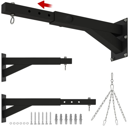 SPORTNOW Punch Bag Bracket, 5-Length Adjustable Boxing Bag Bracket, Heavy Duty Punch Bag Wall Bracket, for Home Gym, Kickboxing, Muay Thai, Punching Training