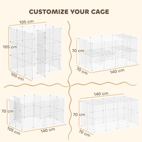 PawHut DIY Pet Playpen Metal Wire Fence Indoor Outdoor Rabbit Small Animals Cage 36 Panel Enclosure White
