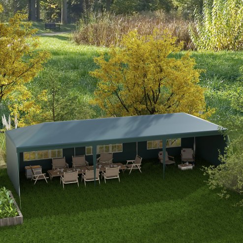 Outsunny Garden Gazebo Marquee Party Wedding Tent Canopy (9m x 3m) - Green
