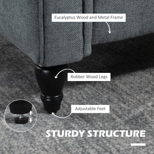 HOMCOM Armchair, Upholstered Accent Chair, Occasional Fireside Chair with Back Pillow and Rubber Wood Legs, Single Sofa for Living Room, Reading Room