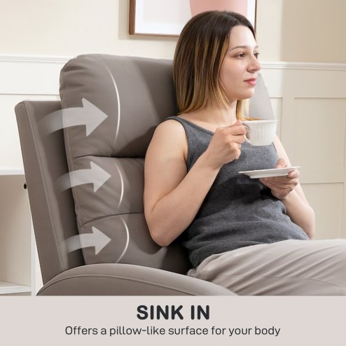 HOMCOM Recliner Armchair, Manual Reclining Chair with Adjustable Leg Rest and Reclining Functions, Modern Microfibre Overstuffed Lounge Seating for Living Room, Bedroom, Grey