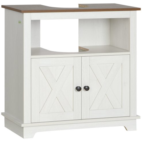 kleankin Bathroom Sink Cabinet, Under Sink Storage Cabinet with Double Doors and Shelves, White
