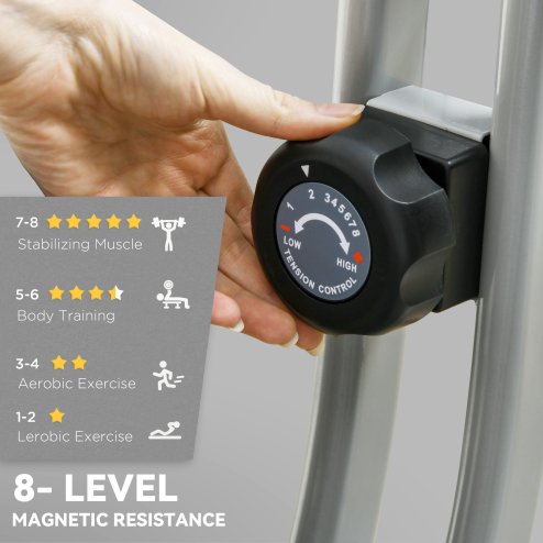 SPORTNOW Folding Exercise Bike, Quiet Stationary Bike with 8-Level Magnetic Resistance, Heart-Rate Sensor, Adjustable Seat and Wheels for Home Gym Workout, Black and Grey