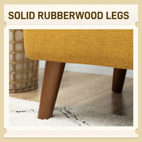 HOMCOM 2 Seater Sofa, Small Sofa Couch with 21cm Thick Padding and Wood Legs, Modern Velvet Feel Fabric Loveseat for Living Room, Bedroom, Home Office