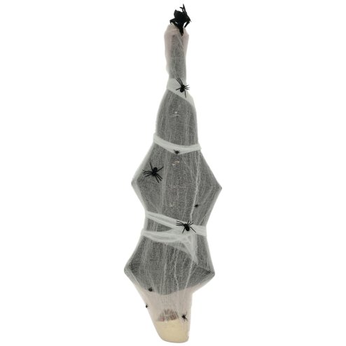 HOMCOM 4.7ft Life Size Outdoor Halloween Decoration Hanging Mummy with Spider Web, Animated Prop Decor with Sound and Motion Activated, Light Up Eyes, Howling Sound, Posable Arms, Moving Body