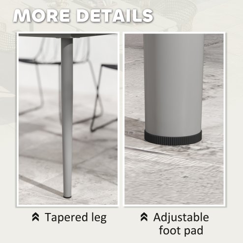 Outsunny Garden Table, Outdoor Dining Table for 6 People, 160 x 90 x 74 cm, with Rust Resistant Metal Frame, WPC Top, for Balcony, Terrace, Dark Grey