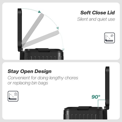 HOMCOM Dual Kitchen Bin, 2 x 20L Double Bin for Recycling and Waste, Fingerprint-proof Pedal Bin with Soft-Close Lid, Removable Inner Buckets