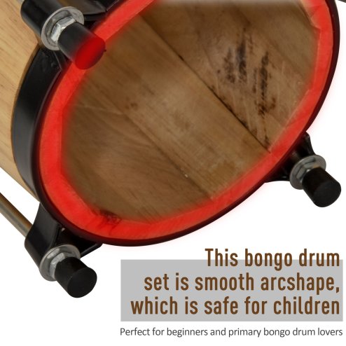 HOMCOM Wooden Bongo Drum Set ??7.75