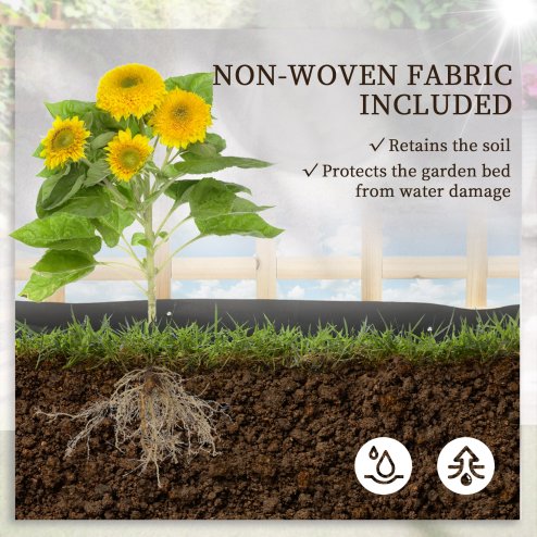 Outsunny 3 Tier Planters with Trellis for Vine Climbing, Wooden Raised Beds for Garden Patio, Outdoor Planter Box for Vegetables, Flowers, Herbs, Natural Tone