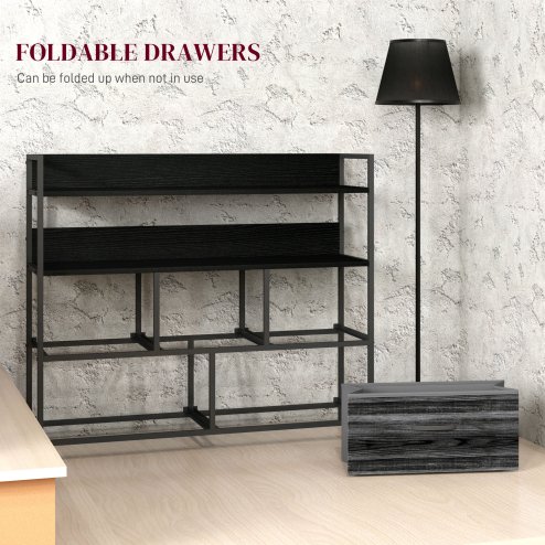 HOMCOM Bedroom Chest of Drawers, Fabric Dresser with 5 Drawers, Storage Organiser Unit with Open Shelves and Metal Frame for Living Room, Entryway