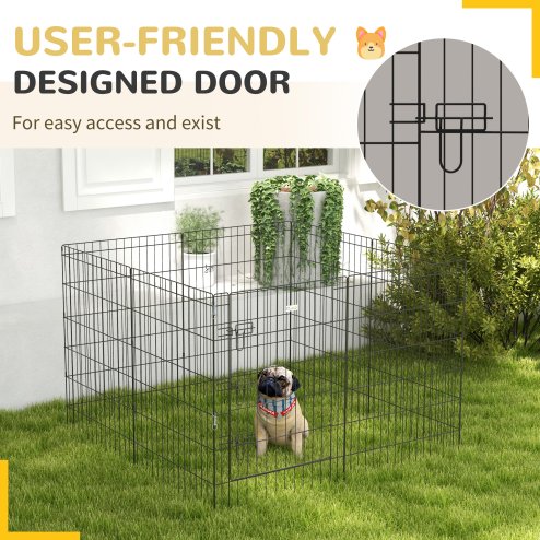 PawHut Dog Pen, 8 Panel Dog Playpen, DIY Design with Door, for Medium Dogs, Puppies, Small Animals, for Indoor/Outdoor Use, 91cm High