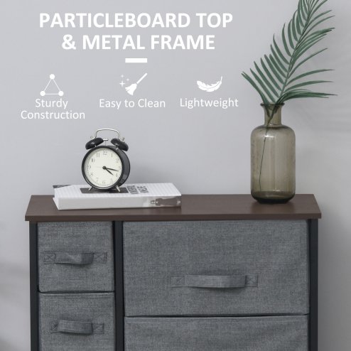 HOMCOM Chest of Drawers with 7 Drawers, Fabric Drawers with Large Storage Space, Drawers Dresser with Metal Frame, Adjustable Feet for Bedroom Living Room