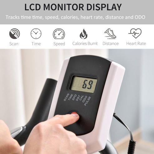 HOMCOM Upright Exercise Bike Indoor Training Cycling Machine Stationary Workout Bicycle with 10KG Flywheel and Adjustable Resistance Seat Handlebar LCD Display for Home Gym