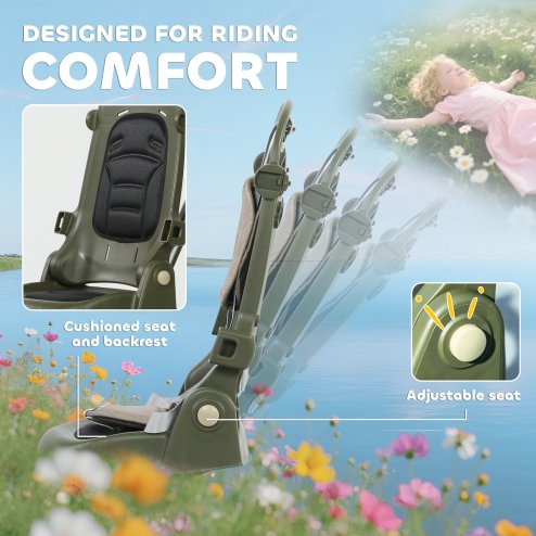 AIYAPLAY Kids Trike, Foldable Toddler Tricycle 5 in 1 with Adjustable Parent Handle & Removable Canopy, 5-point Safety Harness, Footrest, Storage Bag, for Ages 1-3 Years, Dark Green