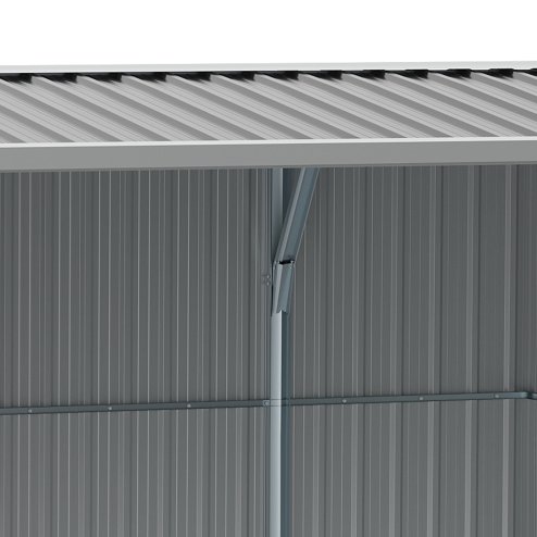 Outsunny 14 x 8ft Outdoor Garden Metal Storage Shed with Lockable Door, Tool Storage Box with Sloped Roof, 4 Windows and Floor Foundation for Backyard, Patio and Lawn - Grey