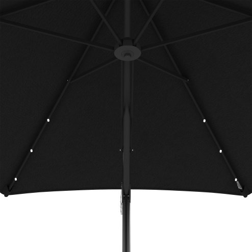 Outsunny 3(m) Cantilever Parasol with Solar LED and Easy Lever, Garden Parasol Umbrella with Cross Base and Waterproof Cover, Outdoor Sun Shades, Black