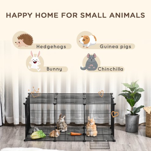 PawHut Pet Playpen DIY Small Animal Cage Metal Fence with Door, 22 Pieces, for Bunny Chinchilla Hedgehog Guinea Pig