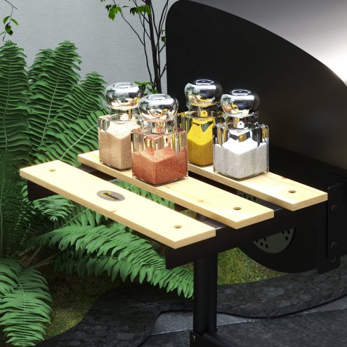 Outsunny Charcoal Barbecue Grill with Shelves, Portable BBQ Trolley Smoker with Wheels, Lid, Thermometer, Chimney for Outdoor Garden Party Cooking, Black