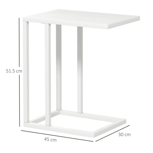 HOMCOM C Shape End Table w/Metal Frame Sofa Side Table Narrow Snack Coffee Table for Living Room