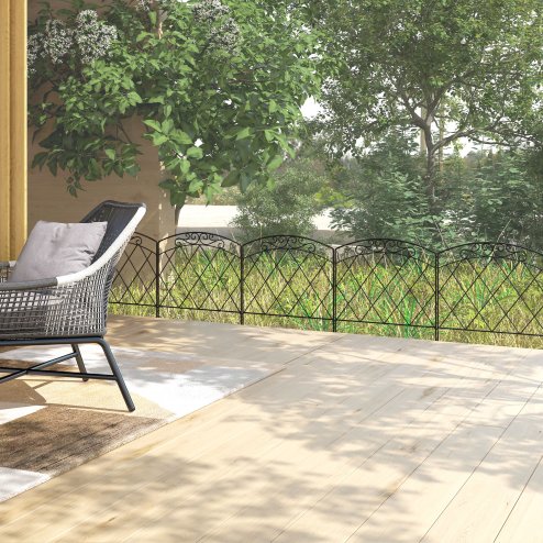 Outsunny Decorative Garden Fencing, 24 in x 9.8 ft Outdoor Picket Fence Panels, 5PCs Rustproof Metal Wire Landscape Flower Bed Border Edging Animal Barrier, Swirls