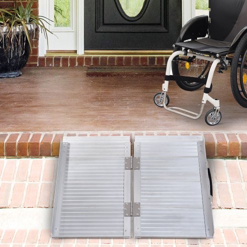 HOMCOM  Folding Aluminum Wheelchair Ramp Scooter Portable Mobility Assist Suitcase Access Aid Disabled