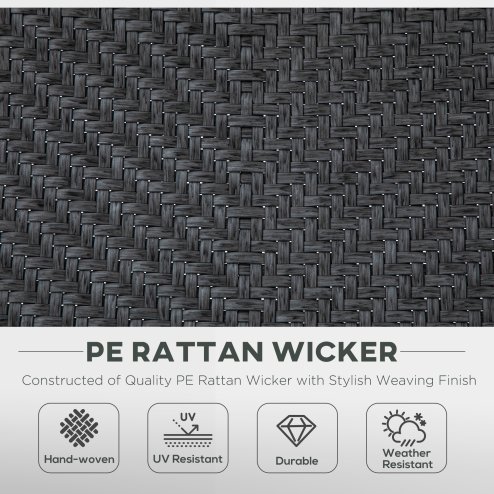 Outsunny Set of 4 Outdoor Wicker Folding Chairs, Patio PE Rattan Dining Armrests Chair set with 7 Levels Adjustable Backrest, for Outdoors, Camping, Grey