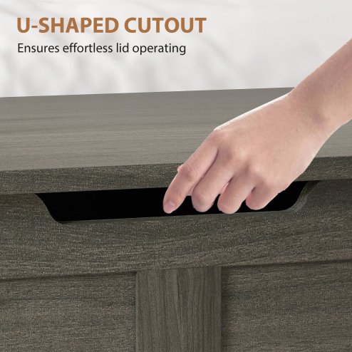 HOMCOM 100L Storage Chest, Storage Trunk with 2 Safety Hinges and U-shaped Cut-out Pull, Organiser Box for Living Room, Entryway, 80 x 40 x 45 cm, Charcoal Grey