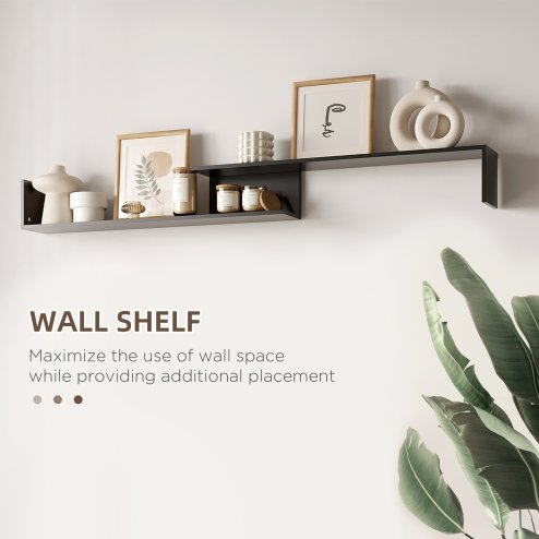 HOMCOM Modern TV Cabinet with Wall Shelf, TV Unit with Storage Shelf and Cabinet, for Wall-Mounted 65
