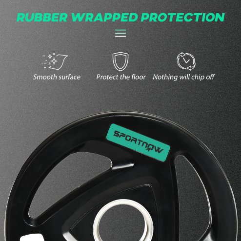 SPORTNOW 2 x 10kg Olympic Weight Plates, Tri-Grip Rubber Coated Barbell Weights Set w/ 2