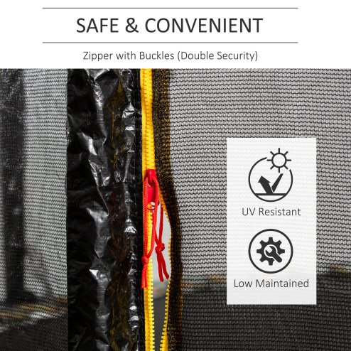 HOMCOM 13ft Trampoline Net Replacement Safety Net Enclosure Net Spare w/ 8 Poles