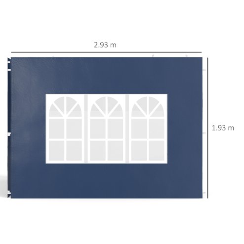 Outsunny Gazebo Side Panels with Window for 3x3(m) or 3x6m Gazebo Canopy, 2 Pack Sides Replacement, Blue