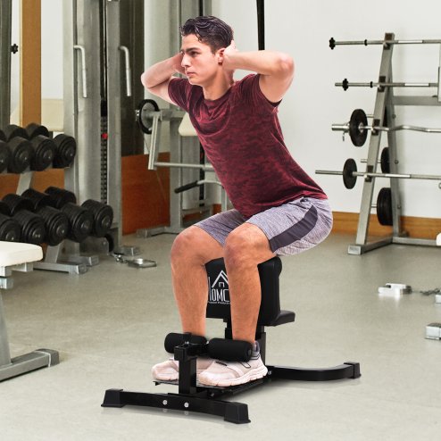 HOMCOM Squat Bench Trainer Sit Up Machine Multifunctional Equipment Abdomen and Leg Strength Indoor Household Fitness Device Black