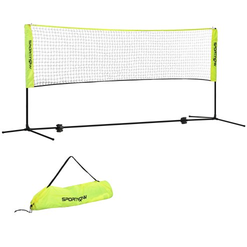SPORTNOW 3(m) Badminton Net, Foldable Height Adjustable Outdoor Sports Net with Carry Bag, for Tennis, Badminton, Pickleball, Volleyball, Black and Yellow