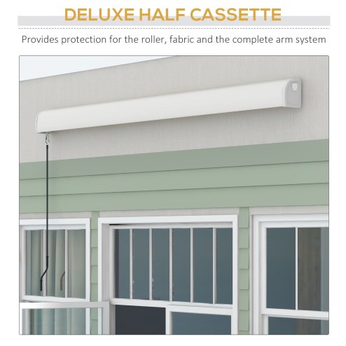 Outsunny 3 x 2.5m Electric or Manual Retractable Awning, Half Cassette, with Remote Controller, Manual Crank Handle and Aluminium Frame, Sun Canopies for Patio Deck Door Window, Grey