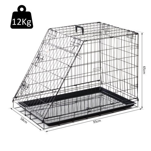 Pawhut Trapeze Collapsible Dog Pet Travel Box Cage Removable Tray 93 x 58 x 65cm