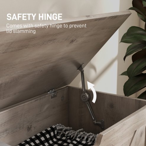 HOMCOM 100L Storage Chest, Storage Trunk with 2 Safety Hinges and U-shaped Cut-out Pull, Organizer Box for Living Room, Entryway, 80 x 40 x 45 cm