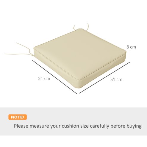 Outsunny Set of 4 Outdoor Seat Cushions with Ties, Water Repellent Seat Pads for Garden Patio Kitchen Office Chairs, Beige