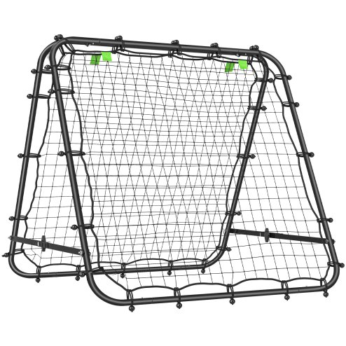 HOMCOM Double-Sided Football Rebounder Net, Football Rebound Net Target Goal with Five Adjustable Angles, Black
